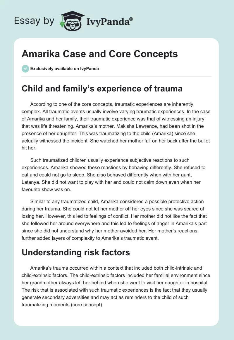 Amarika Case and Core Concepts. Page 1
