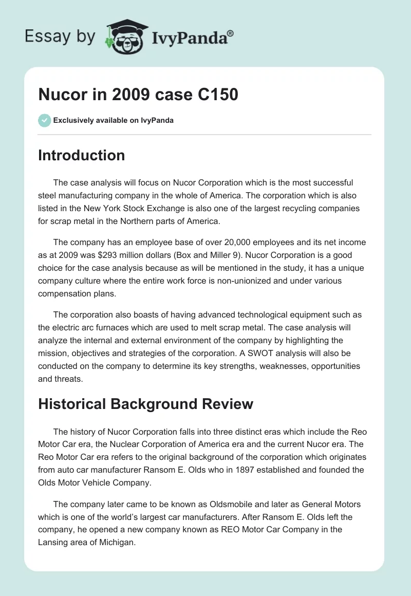Nucor in 2009 case C150. Page 1