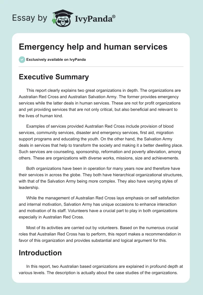 Emergency help and human services. Page 1