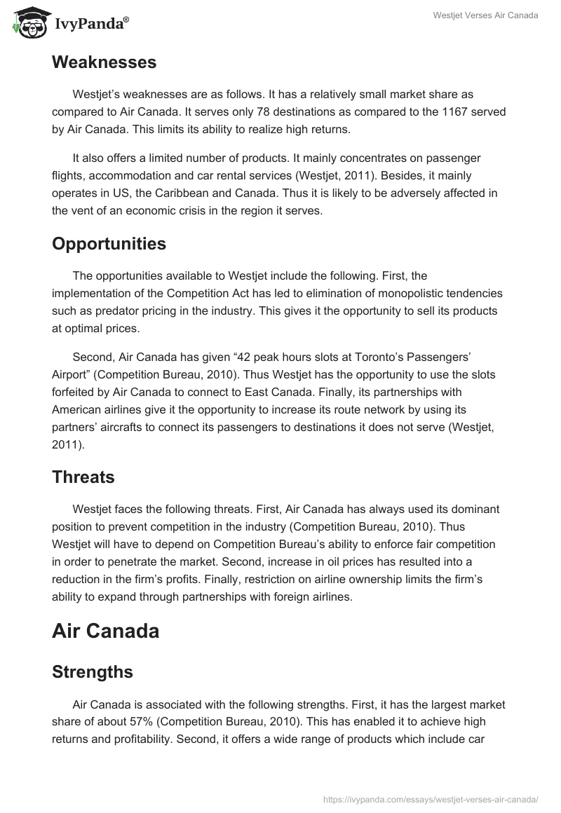 Westjet Verses Air Canada. Page 4