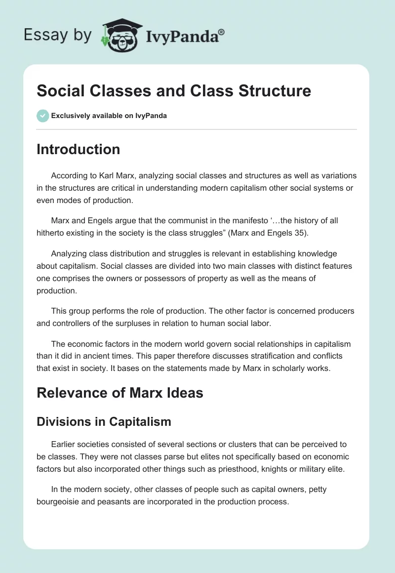 Social Classes and Class Structure. Page 1