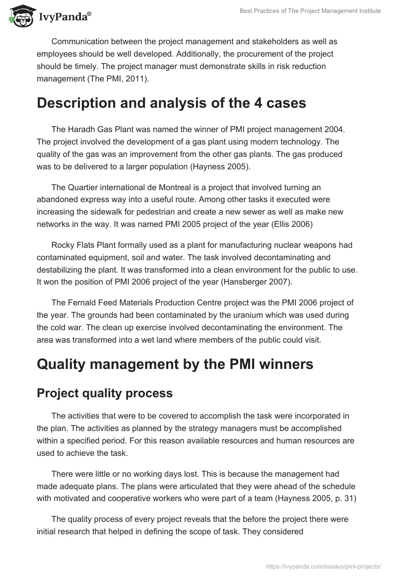 Best Practices of The Project Management Institute. Page 3