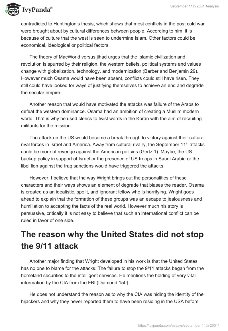 September 11th 2001 Analysis. Page 4