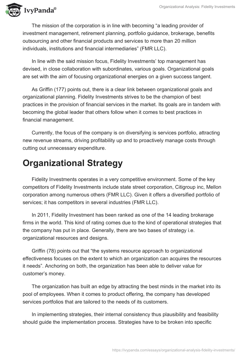Organizational Analysis: Fidelity Investments. Page 2