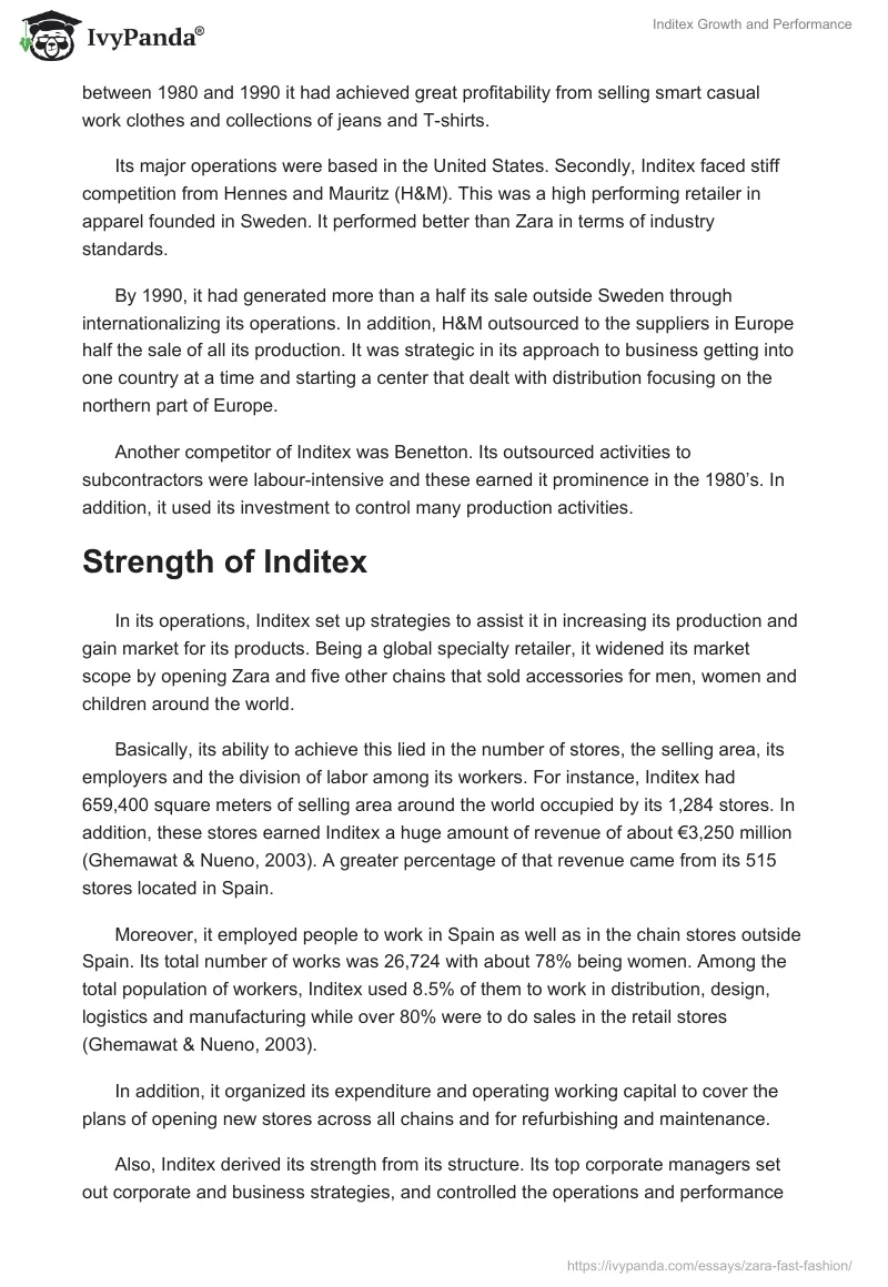 Inditex Growth and Performance. Page 3