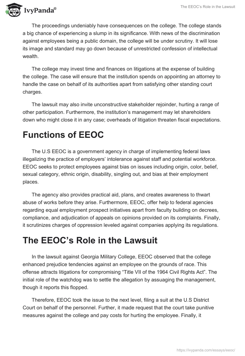 The EEOC’s Role in the Lawsuit. Page 2