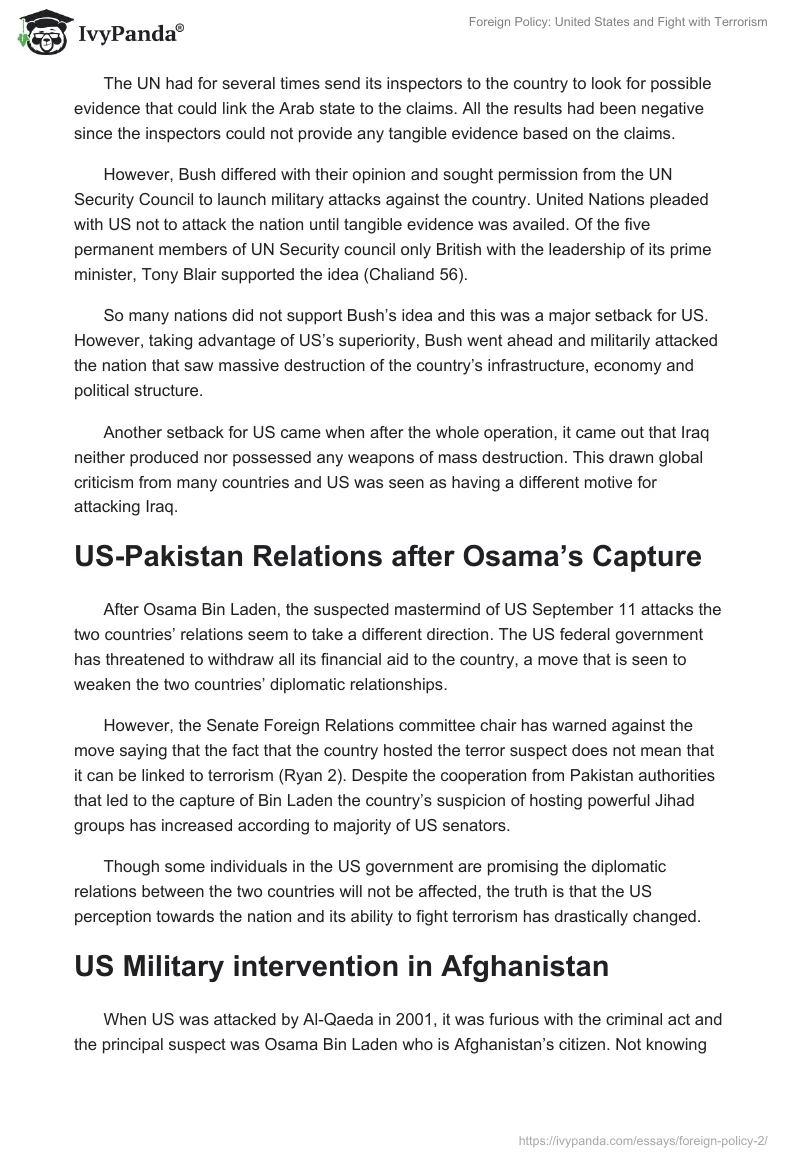 Foreign Policy: United States and Fight with Terrorism. Page 2
