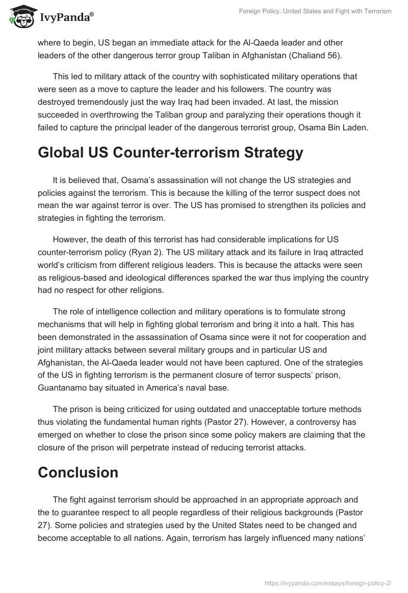Foreign Policy: United States and Fight with Terrorism. Page 3
