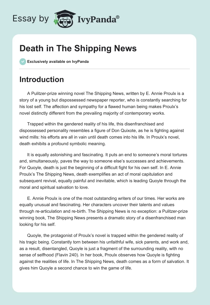 Death in The Shipping News. Page 1