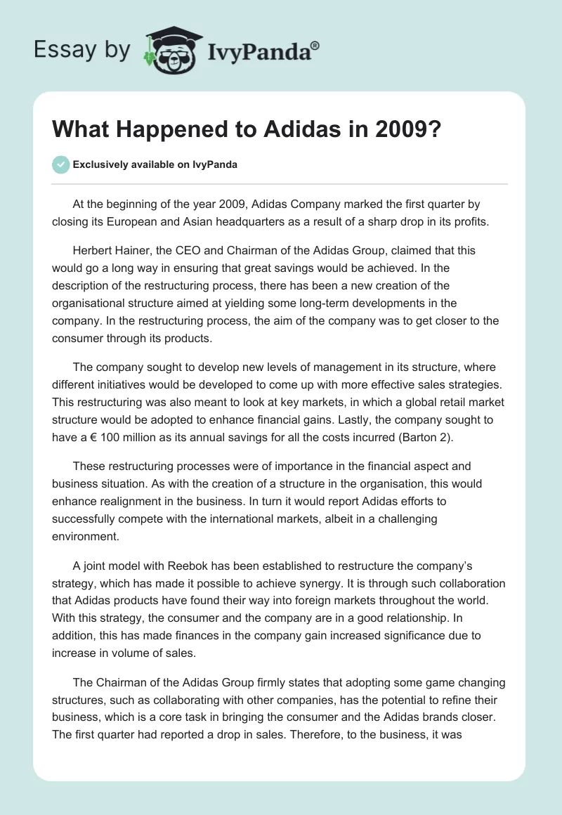 What Happened to Adidas in 2009?. Page 1