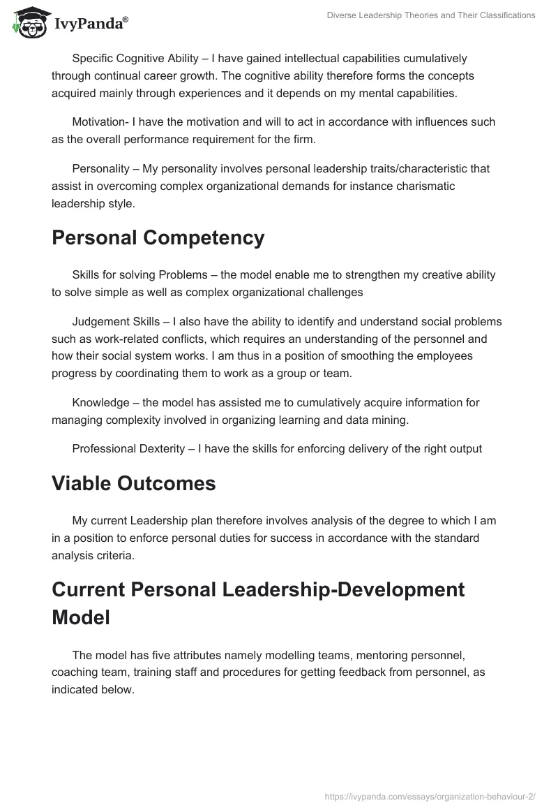 Diverse Leadership Theories and Their Classifications. Page 4