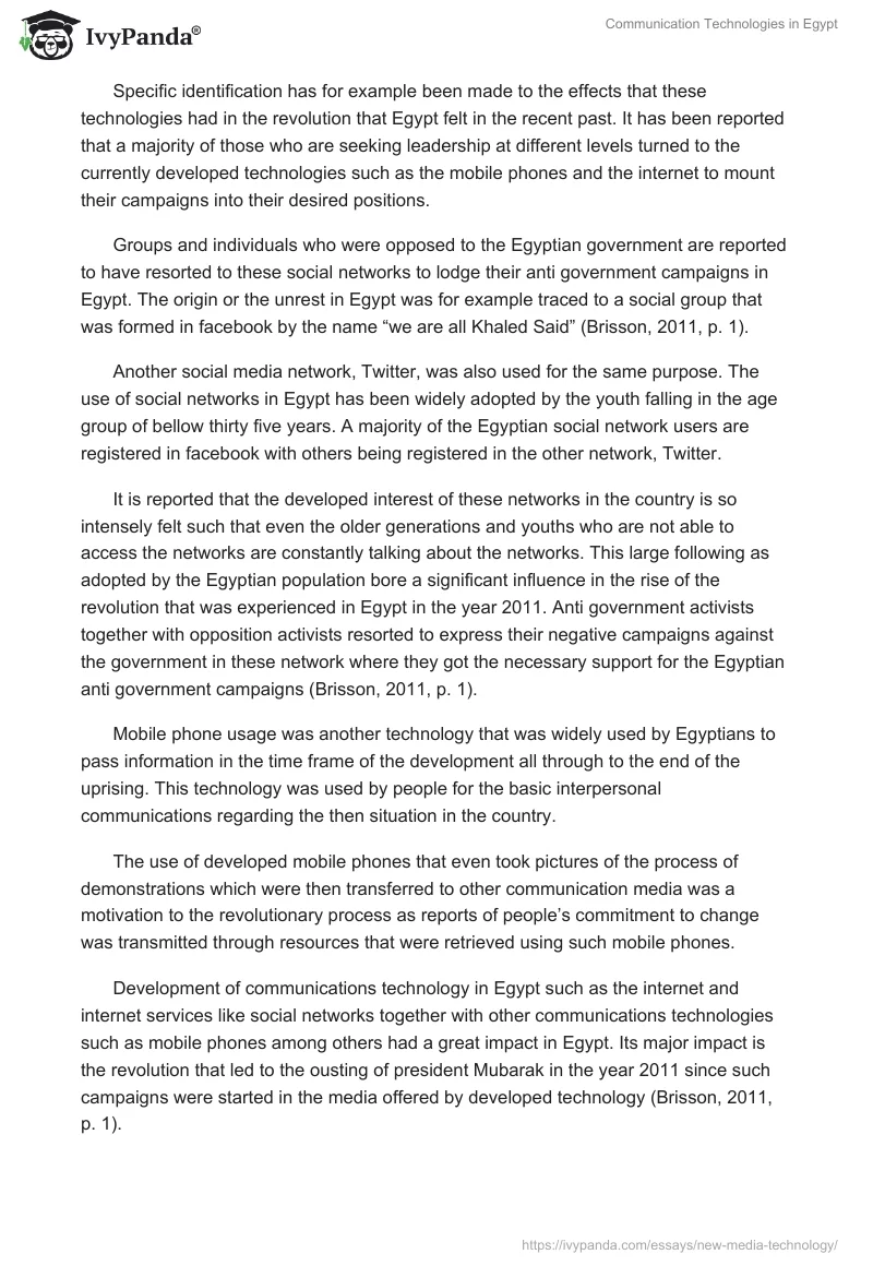 Communication Technologies in Egypt. Page 5