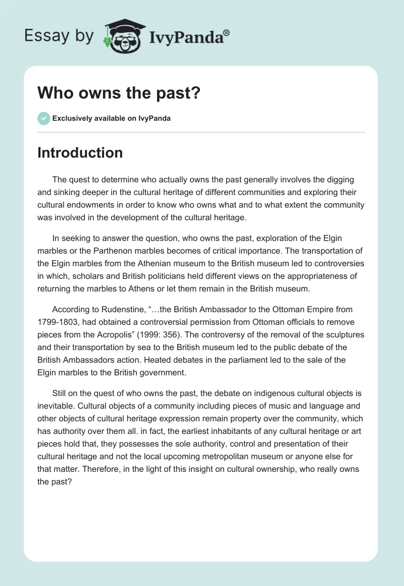 Who owns the past?. Page 1