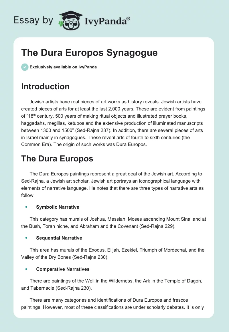 The Dura Europos Synagogue. Page 1
