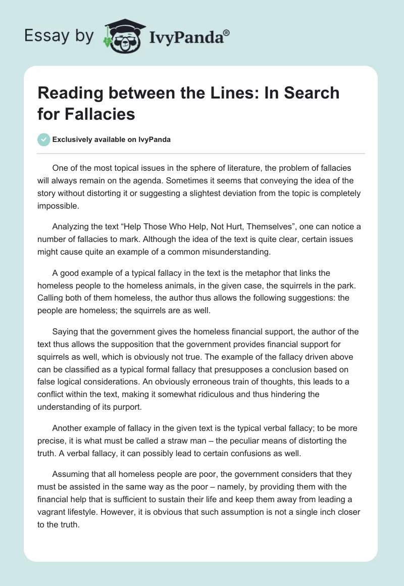 Reading between the Lines: In Search for Fallacies. Page 1