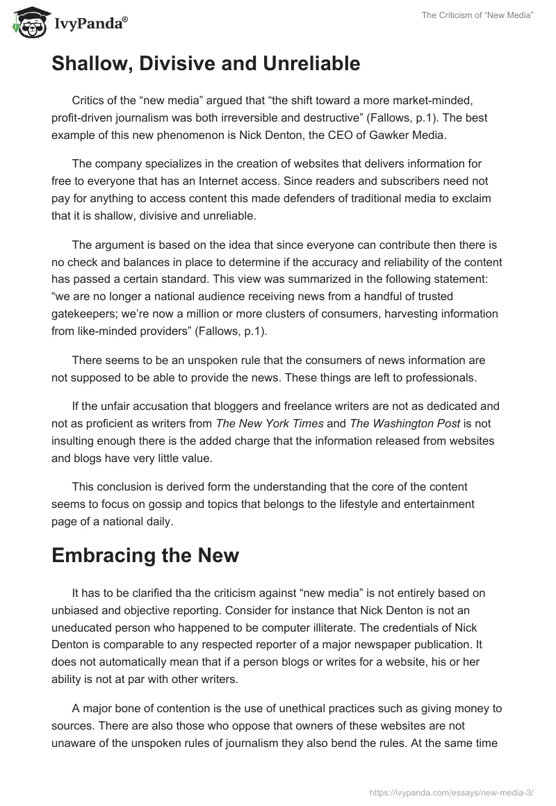 The Criticism of “New Media”. Page 2