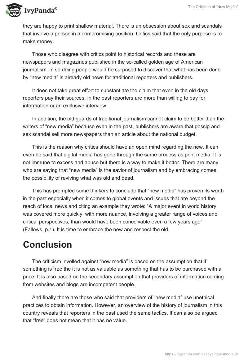 The Criticism of “New Media”. Page 3