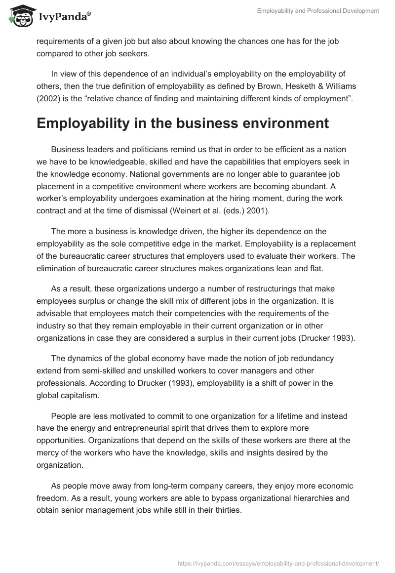 Employability and Professional Development. Page 2