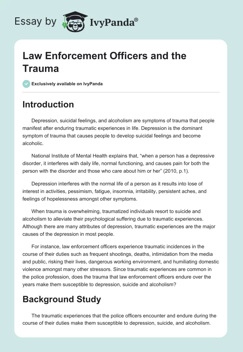 Law Enforcement Officers and the Trauma. Page 1