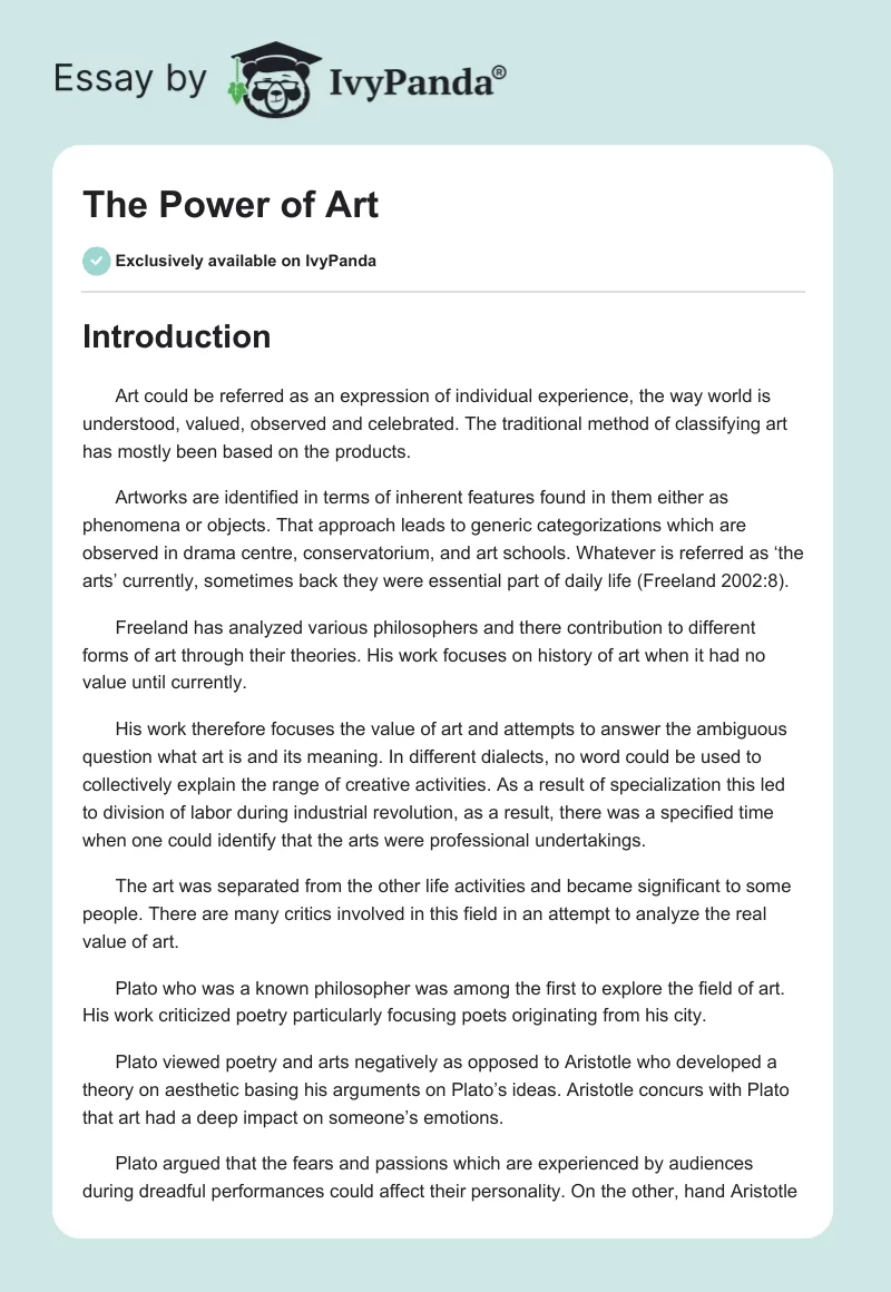 The Power of Art. Page 1