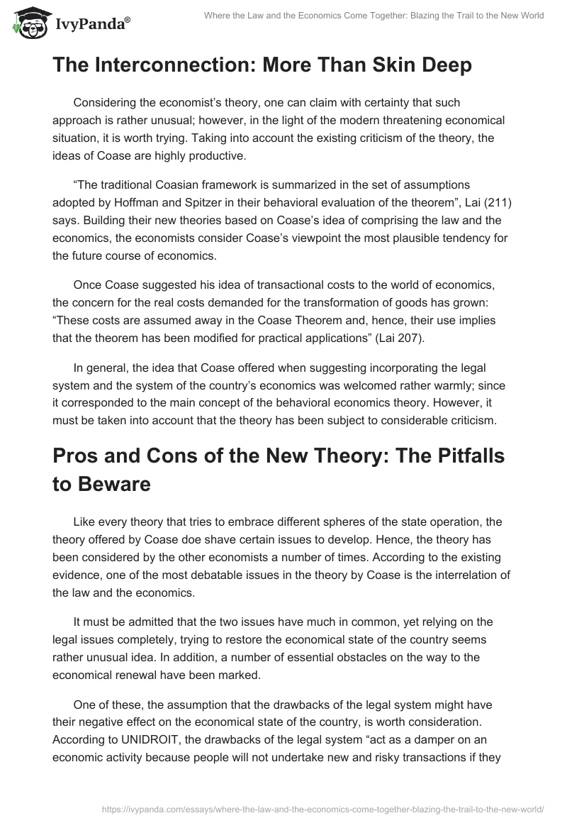 Where the Law and the Economics Come Together: Blazing the Trail to the New World. Page 2