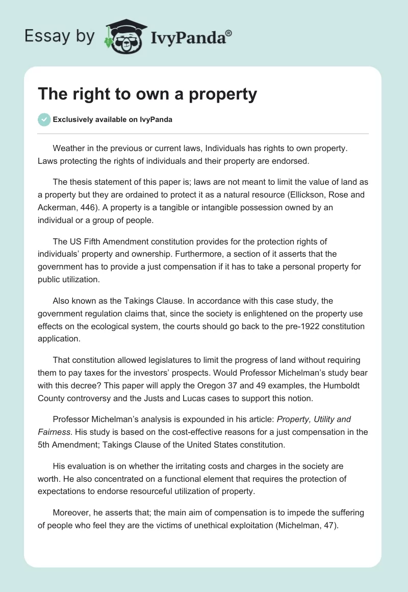 The right to own a property. Page 1