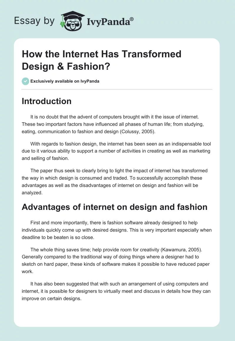 How the Internet Has Transformed Design & Fashion?. Page 1