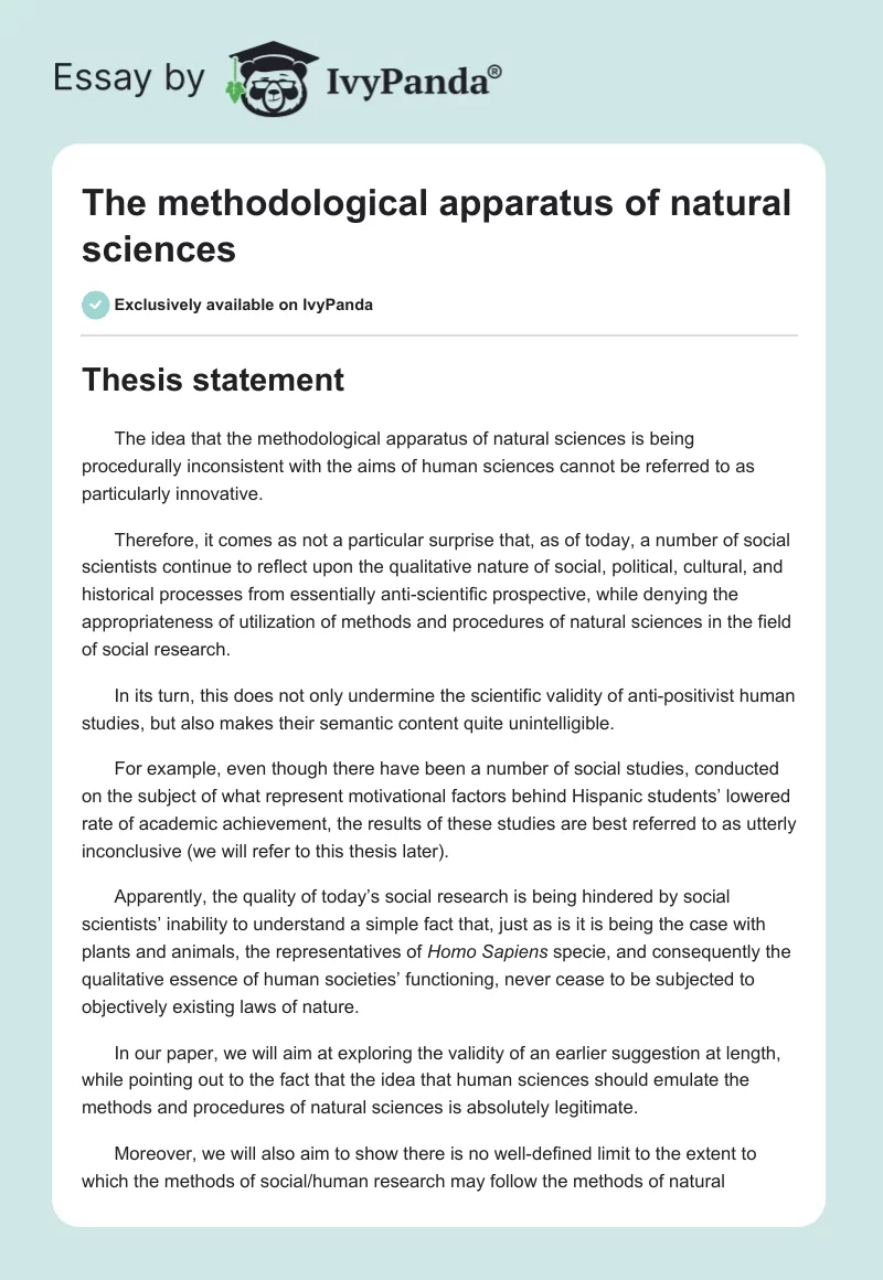 The methodological apparatus of natural sciences. Page 1