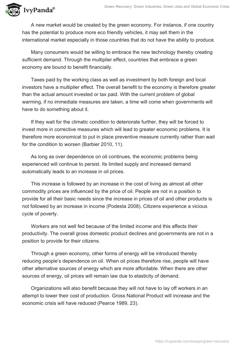 Green Recovery: Green Industries, Green Jobs and Global Economic Crisis. Page 3