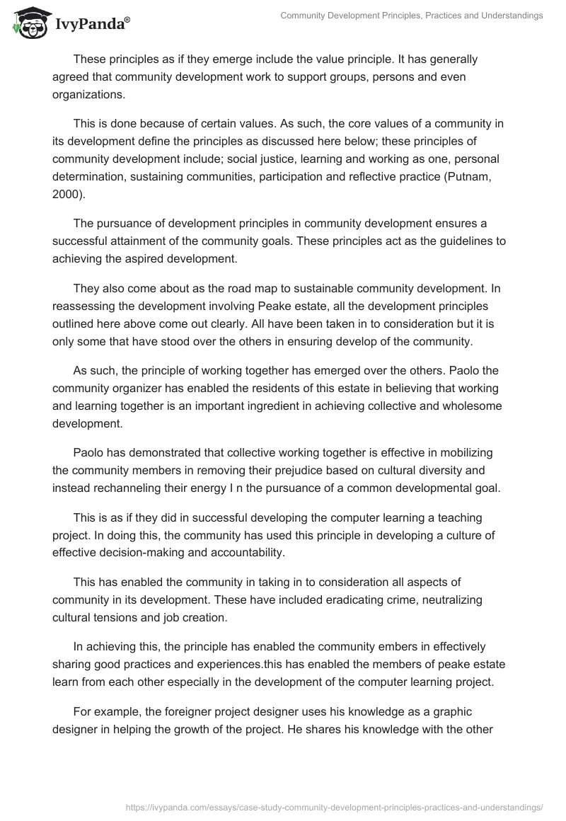 Community Development Principles, Practices and Understandings. Page 3