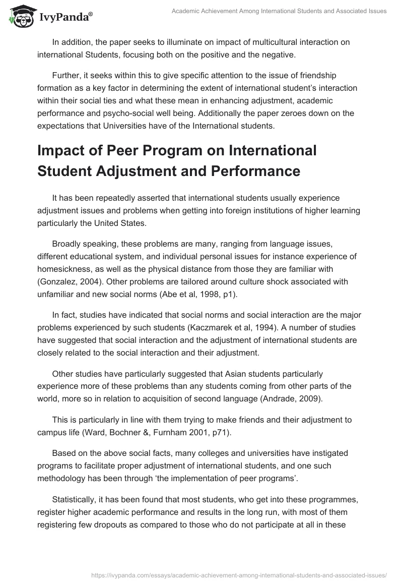 Academic Achievement Among International Students and Associated Issues. Page 2