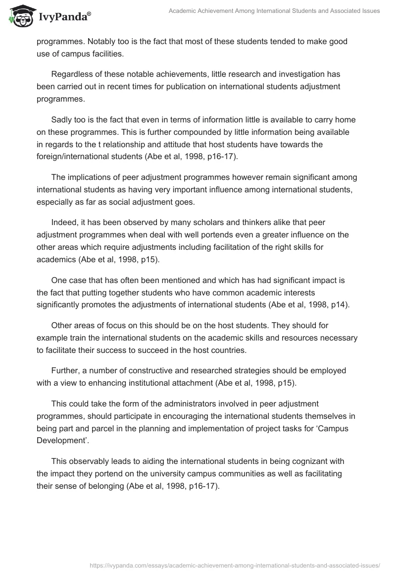 Academic Achievement Among International Students and Associated Issues. Page 3