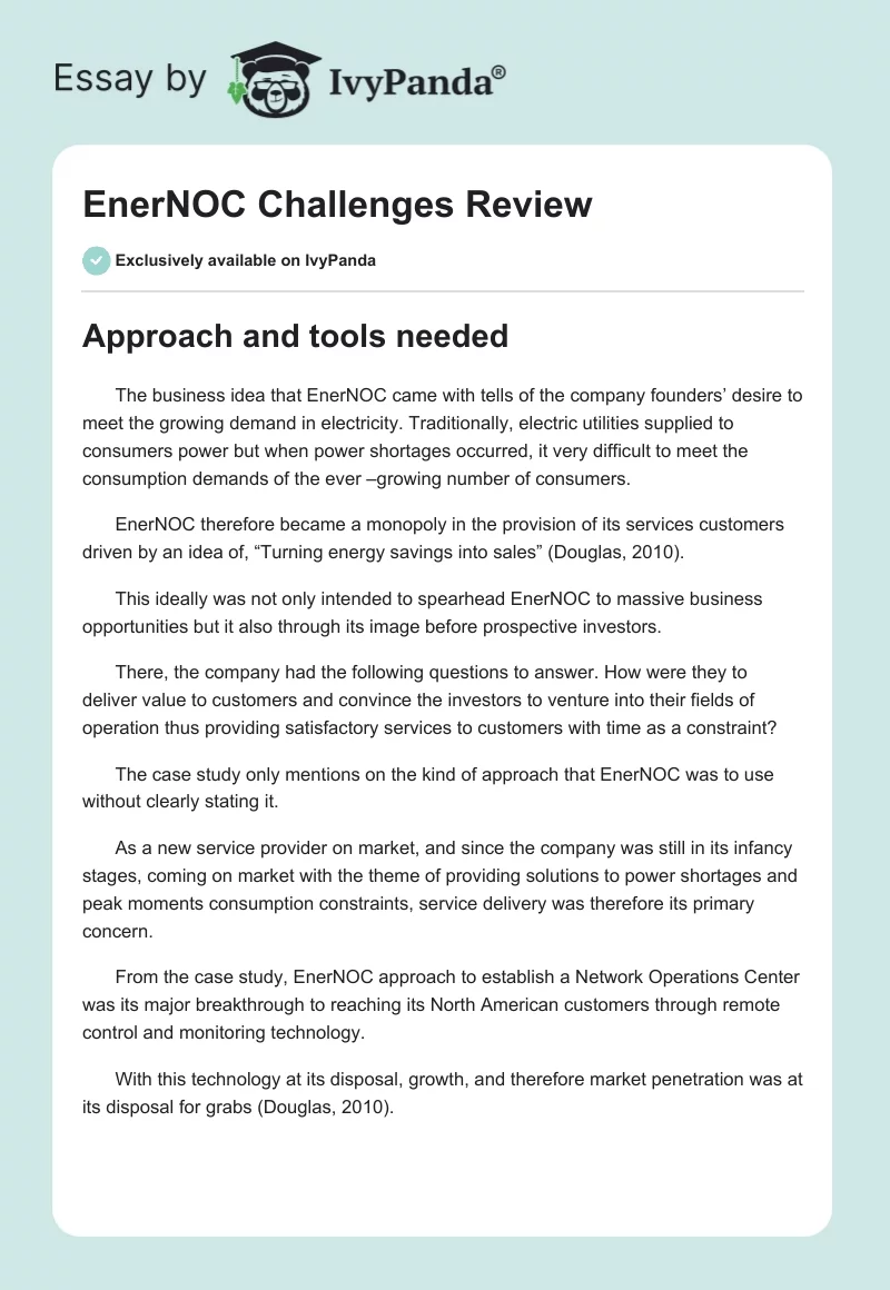 EnerNOC Challenges Review. Page 1