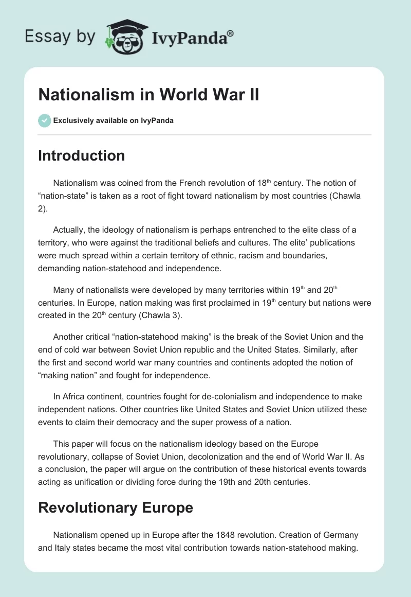 Nationalism in World War II. Page 1