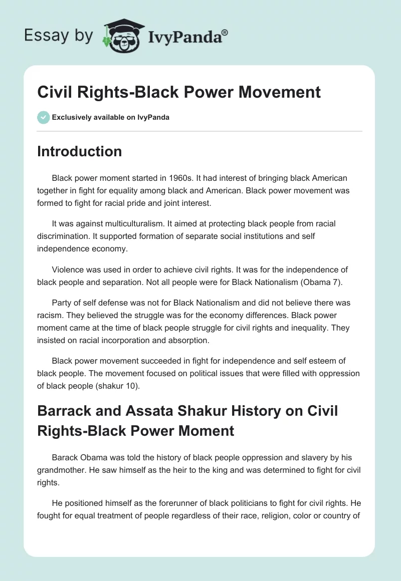 Civil Rights-Black Power Movement. Page 1