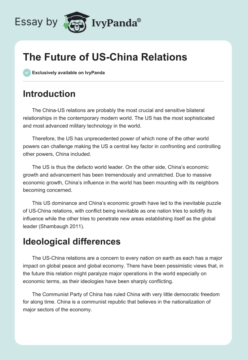 The Future of US-China Relations. Page 1