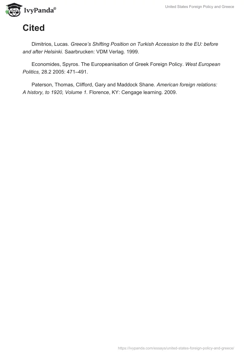 United States Foreign Policy and Greece. Page 5