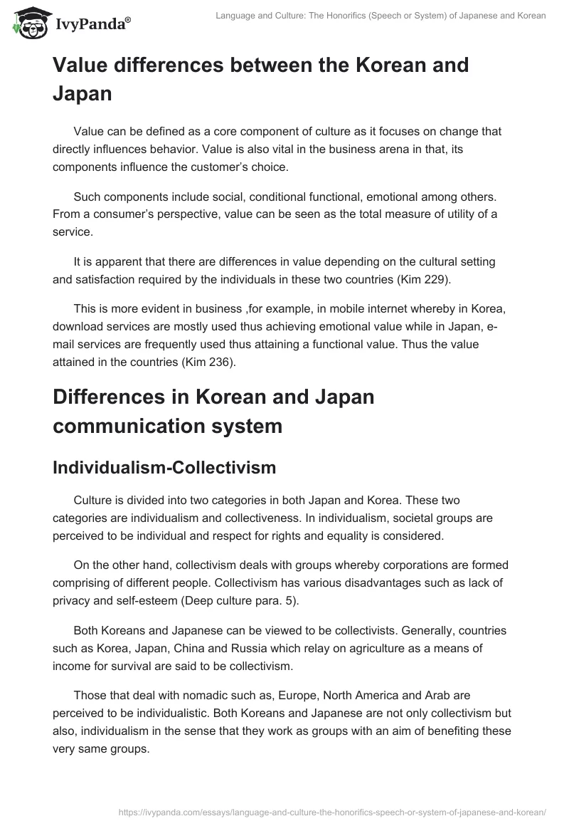 Language and Culture: The Honorifics (Speech or System) of Japanese and Korean. Page 3