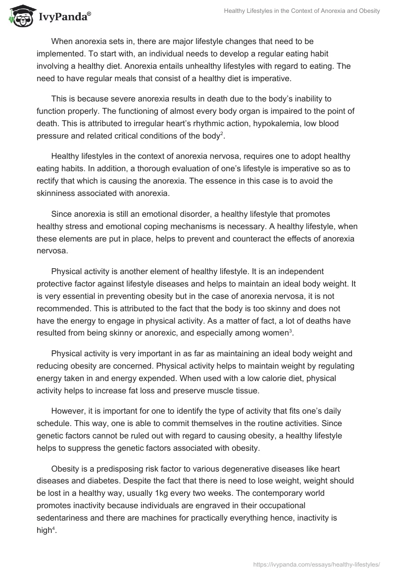 Healthy Lifestyles in the Context of Anorexia and Obesity. Page 2