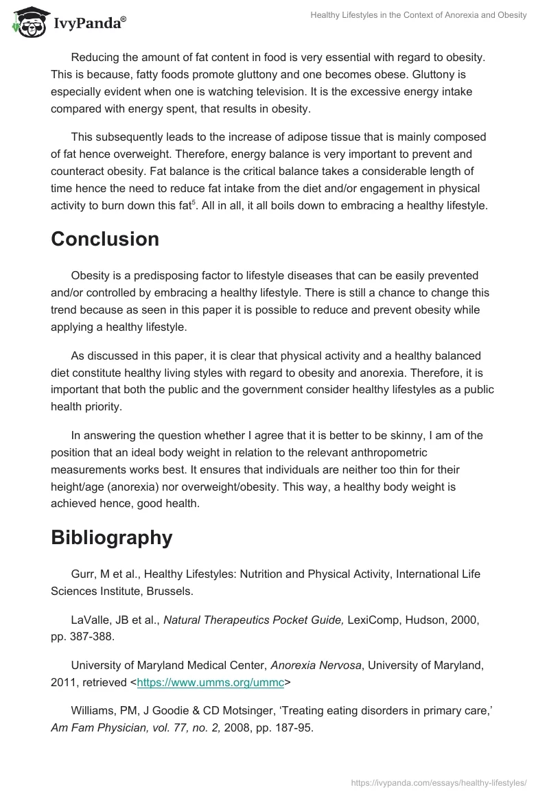Healthy Lifestyles in the Context of Anorexia and Obesity. Page 3