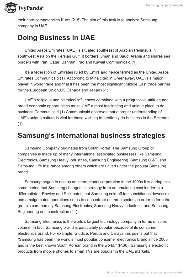 Samsung company analysis. Page 2