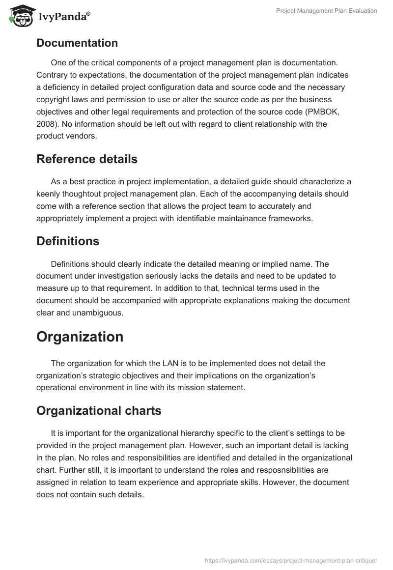 Project Management Plan Evaluation. Page 3