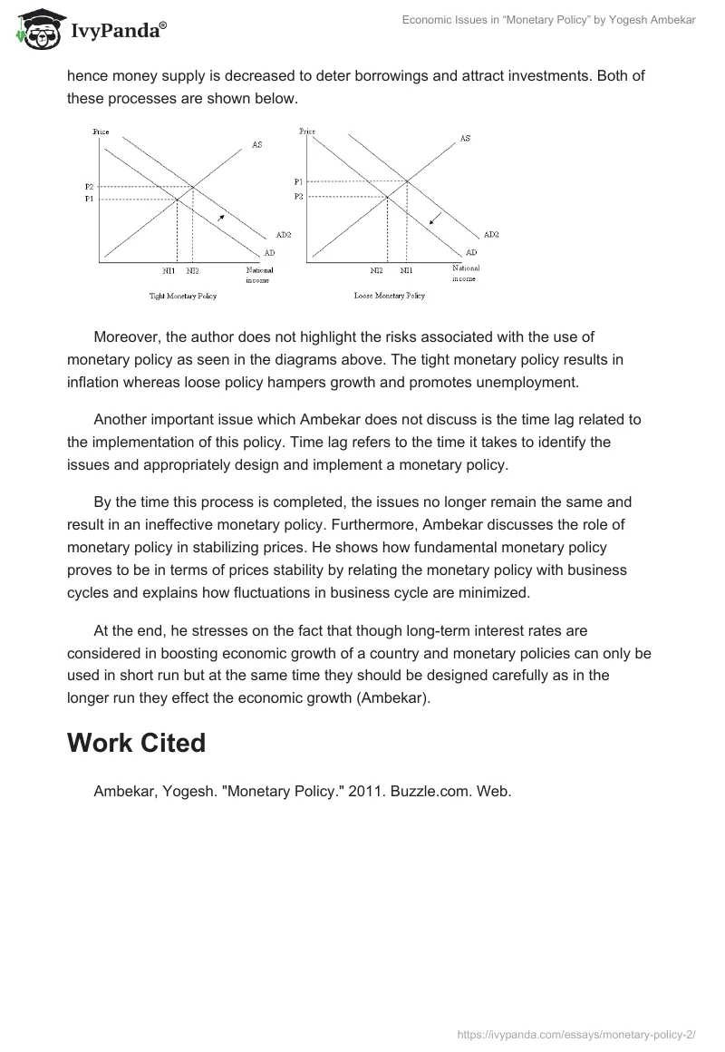 Economic Issues in “Monetary Policy” by Yogesh Ambekar. Page 2