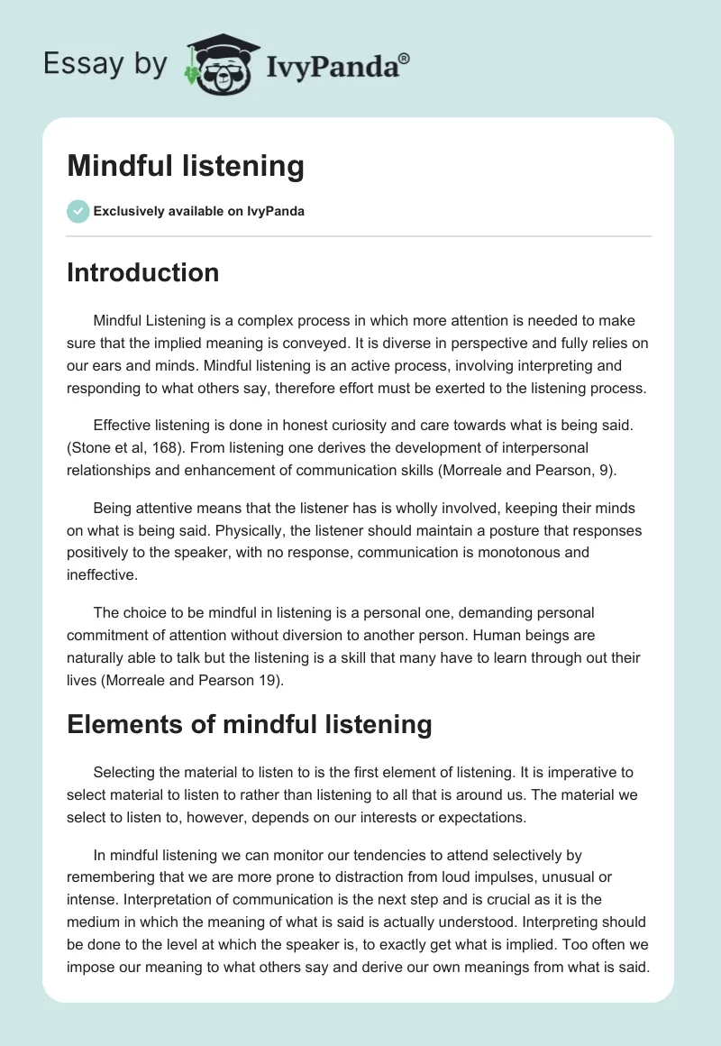Mindful listening. Page 1