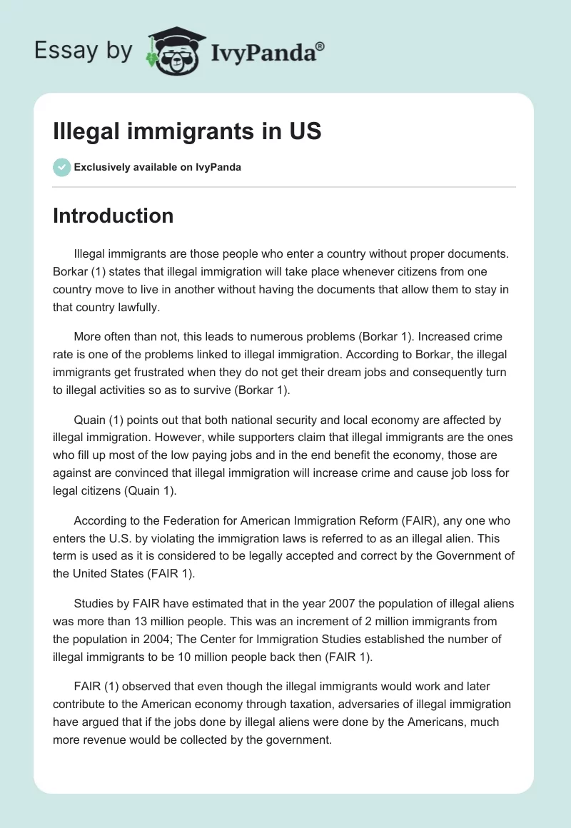 Illegal immigrants in US. Page 1