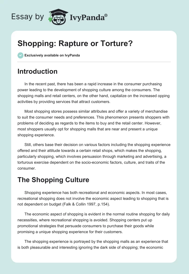 Shopping: Rapture or Torture?. Page 1
