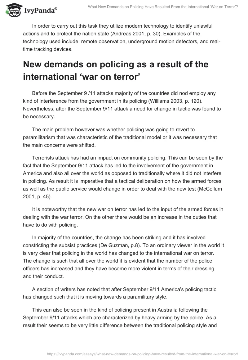 What New Demands on Policing Have Resulted From the International ‘War on Terror’?. Page 5