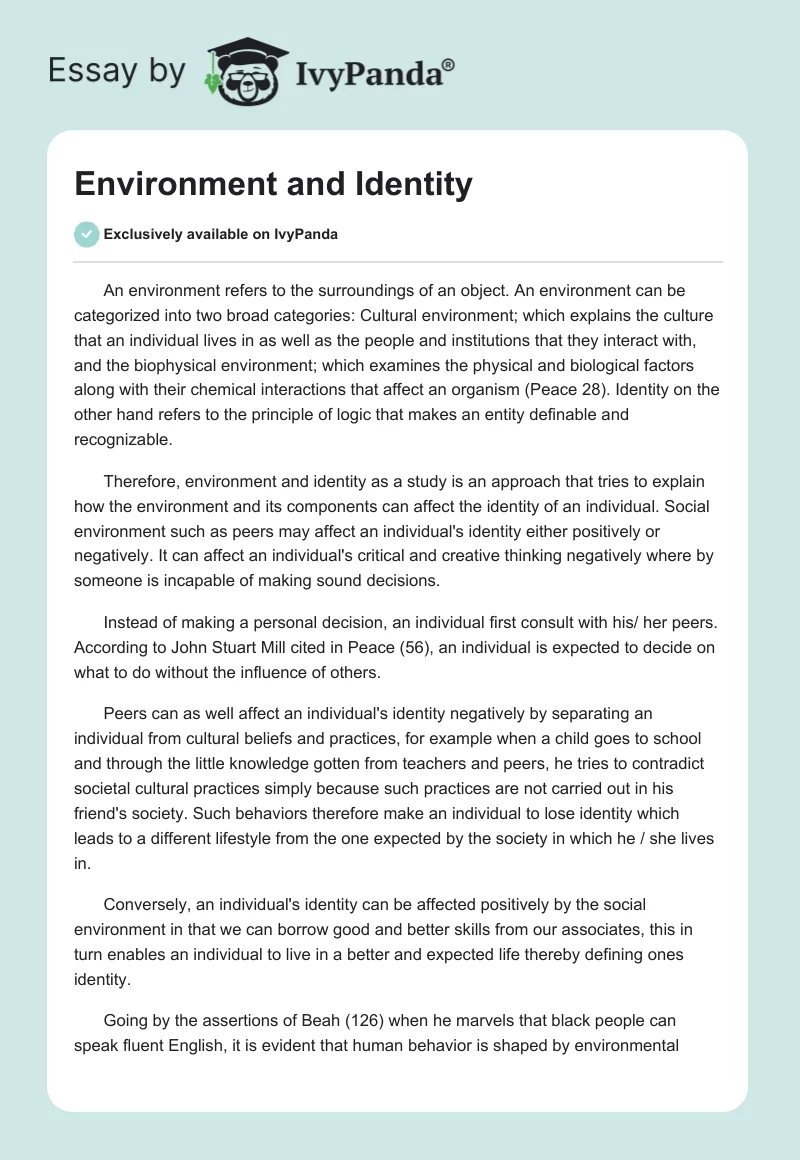 Environment and Identity. Page 1