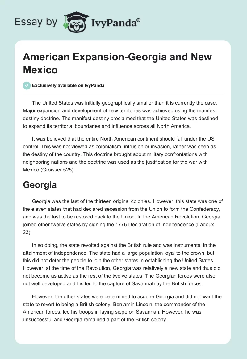American Expansion-Georgia and New Mexico. Page 1