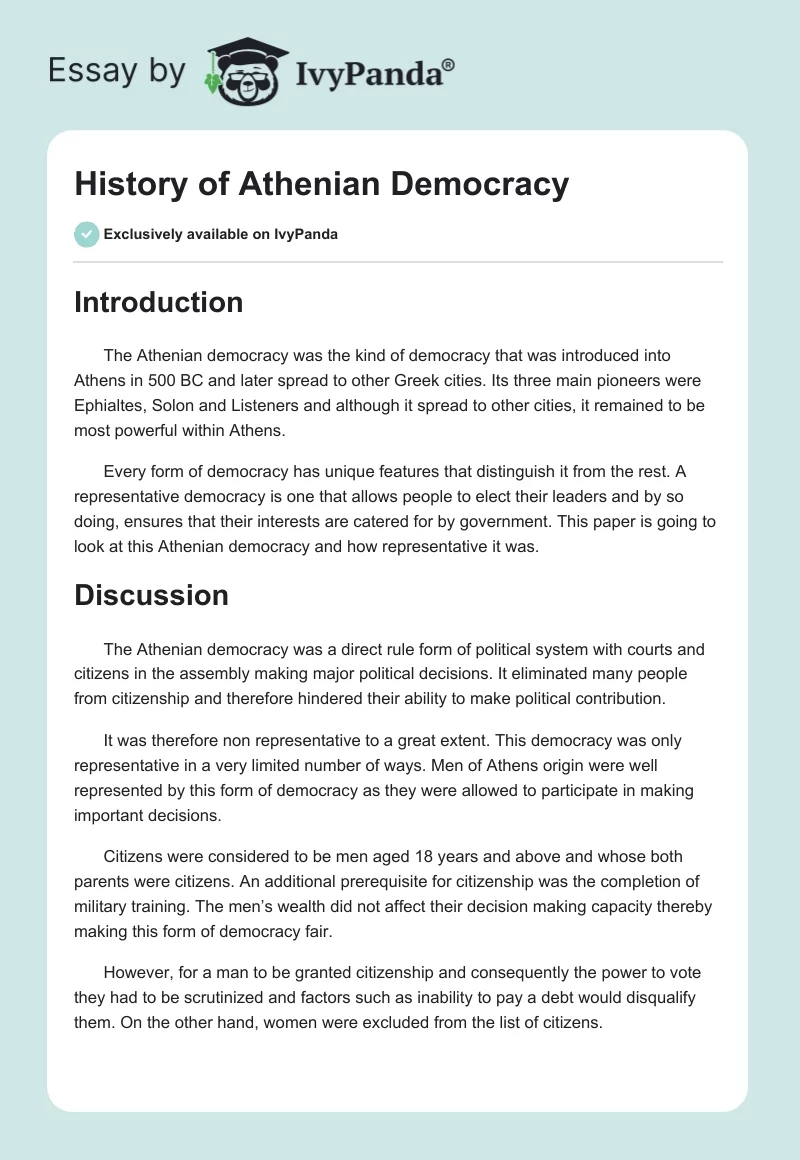 History of Athenian Democracy. Page 1